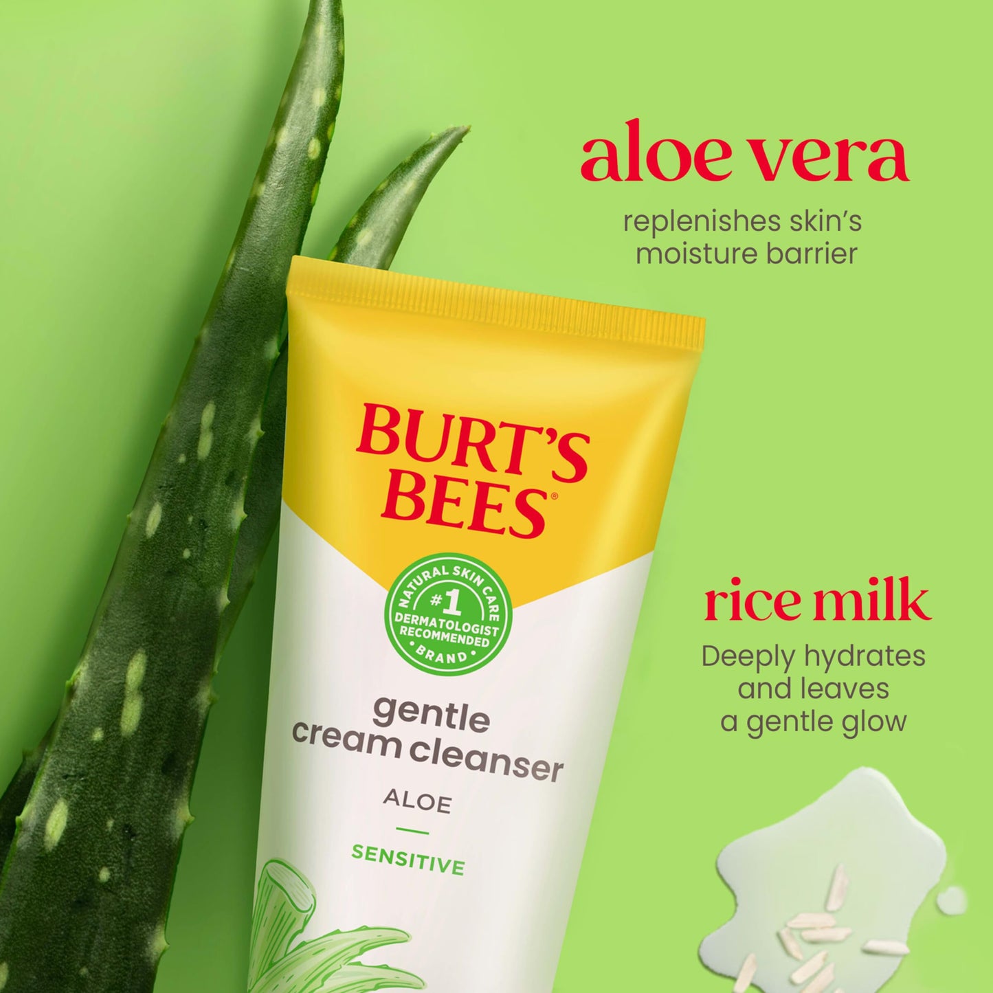 Burt's Bees Back To School Dorm Essentials, Calming Night Cream, With Aloe and Rice Milk, Face Moisturizer For Sensitive Skin, 98.8 Percent Natural Origin, 1.8 oz. Tub