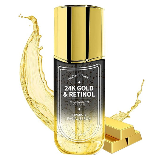 24K Gold & Retinol Firming Serum - Moisturizing, & Protecting - Reduces Dark Spots & Wrinkles - Dermatologist Tested, Korean Skin Care - 1.69 FL.OZ.