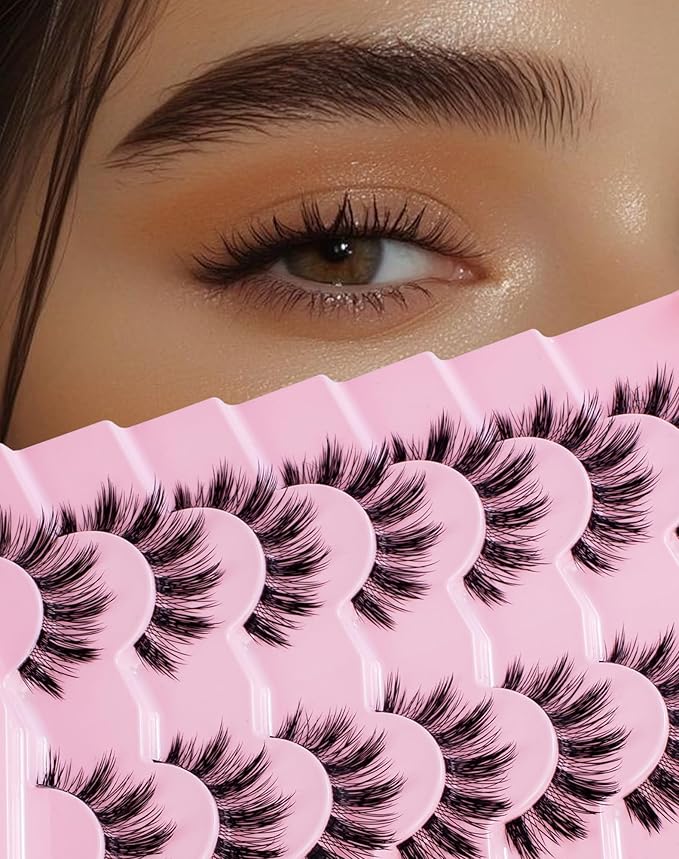 Anime Manga Lashes Natural Look False Eyelashes Wispy Spiky Eyelashes Korean Japanese Asian Cosplay Fake Lashes 7 Pairs Date-12