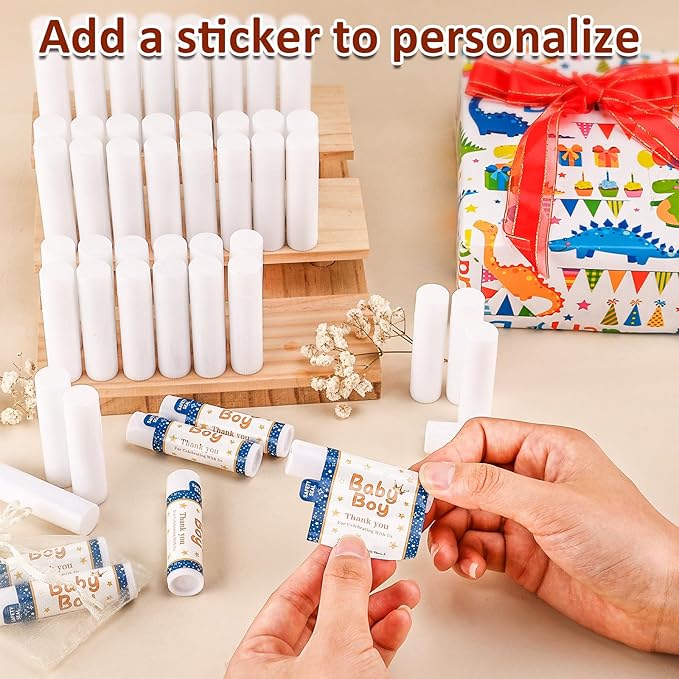 60 Pack Lip Balm Unlabeled, Natural Lip Balm Bulk Blank Tube, Personalized Lip Balms for Party Favors Adults and Bridal Shower Favors or Baby Shower Gifts-5 Flavors