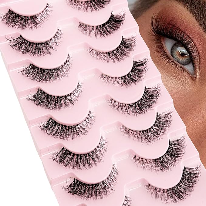 Cat Eye Lashes Yasnai Wispy False Eyelashes 3D Mink Lashes Volume Lashes Fake Eyelashes Natural Look Fox Lashes 8 Pairs Pack