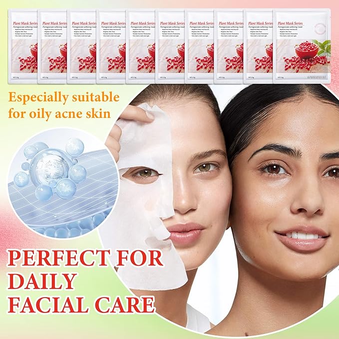 10 Pack Variety Facial Sheet Masks Skin Care Set, Hydrating Bulk Sheet Face Masks Skincare Gifts Set for Women Men, Long Lasting Moisturizing Face Mask Skincare for All Skin Type（B6)