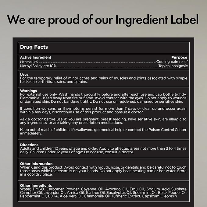 Pain Relief Cream – Fast-Acting Topical for Muscle, Joint & Nerve Discomfort – Deep-Absorbing, Long-Lasting Formula with Natural Ingredients – Cooling Sensation – 3.3oz Pump – Made in USA