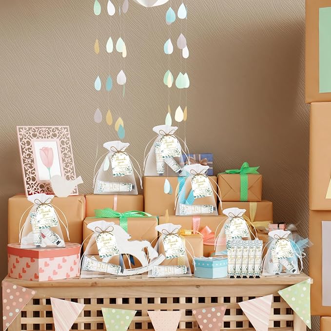 50 Sets Greenery Baby Shower Hand Cream Bulk Gifts, Wedding Bridal and Baby Shower Party Favors for Guests,Travel Size Hand Lotion Set with Thank You Card and Organza Gift Bags(greenery)