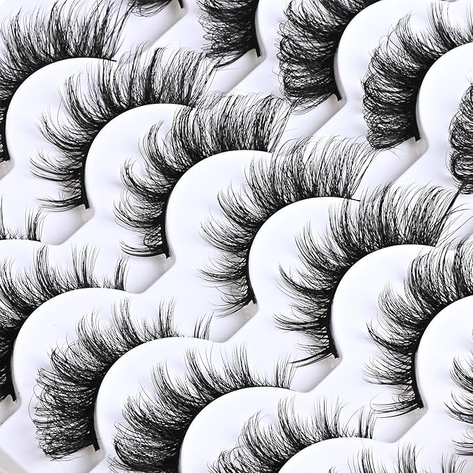 Cat Eye Lashes Natural Fox Eyelash Wispy Russian Strip Eyelashes D Curl Fake Fairy Lash Strips Fluffy Spiky Cateye Lashes Wispies False Eyelash Foxy Look