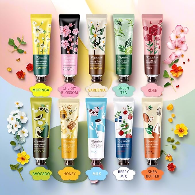 10 Pack Hand Cream Gift Set, Natural Plant Scents Moisturizing Hand Lotion, Gifts for Women, Birthday, Mother's Day, Valentine's Day, Christmas, Thank you Gifts，Travel Size 30ml
