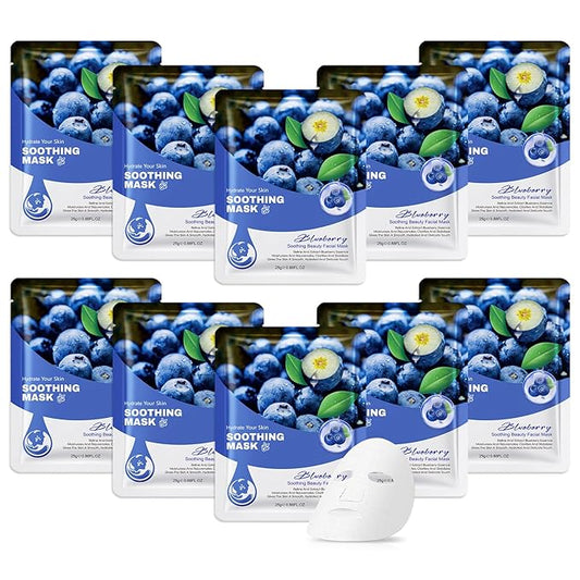 10 Pack Variety Facial Sheet Masks Skin Care Set, Hydrating Bulk Sheet Face Masks Skincare Gifts Set for Women Men, Long Lasting Moisturizing Face Mask Skincare for All Skin Type（C6)