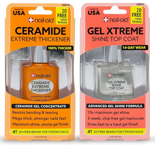 NAIL-AID Ceramide Extreme Thickener + Gel Top Coat, Clear, 2 Count