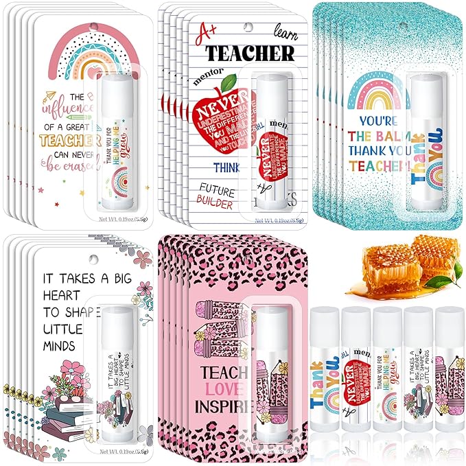 30 Pack Teacher Appreciation Gifts Bulk Lip Balms Teacher Week Employee Coworkers Team Thank You Gift Honey Flavor Balm Inspirational Motivational Graduation Party Gifts