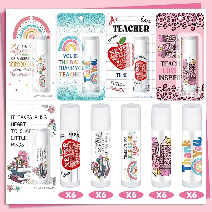 30 Pack Teacher Appreciation Gifts Bulk Lip Balms Teacher Week Employee Coworkers Team Thank You Gift Honey Flavor Balm Inspirational Motivational Graduation Party Gifts