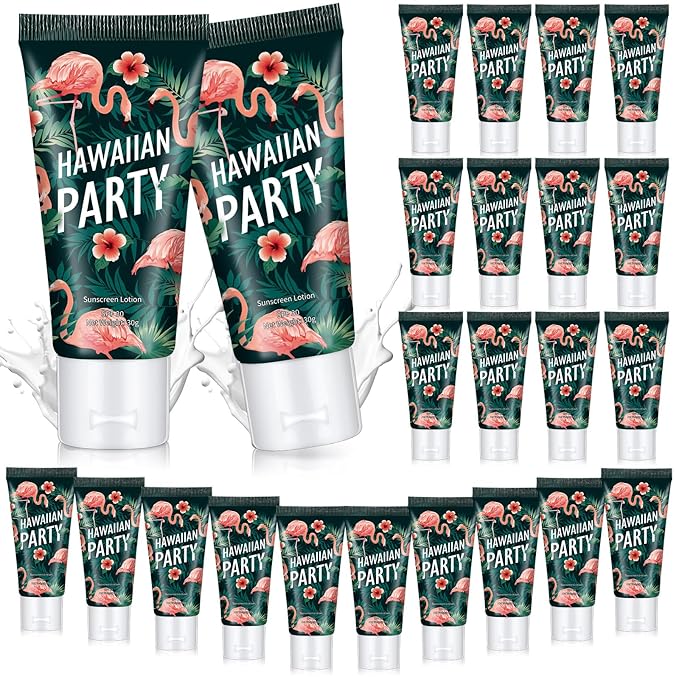 24 Pcs Mini Sunscreen Bulk for Summer Wedding Party Spf 30 Water Resistant Sunscreen Lotion Bulk 1oz Travel Size for Thank You Gifts Wedding Party Supplies(White Cream,Flamingo)