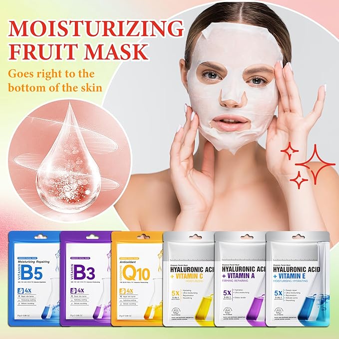 12 Pack Variety Facial Sheet Masks Skin Care Set, Hydrating Bulk Sheet Face Masks Skincare Gifts Set for Women Men, Long Lasting Moisturizing Face Mask Skincare for All Skin Type（08)