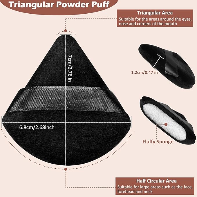 Colovis 72 PCS Powder Puff, Face Soft Makeup Sponge, Velour Triangle Powder Puff for Foundation, Makeup Puff Setting Makeup for Loose Powder, Beauty Tools(Black)