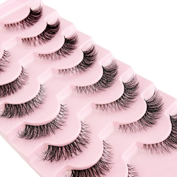 Cat Eye Lashes Yasnai Wispy False Eyelashes 3D Mink Lashes Volume Lashes Fake Eyelashes Natural Look Fox Lashes 8 Pairs Pack