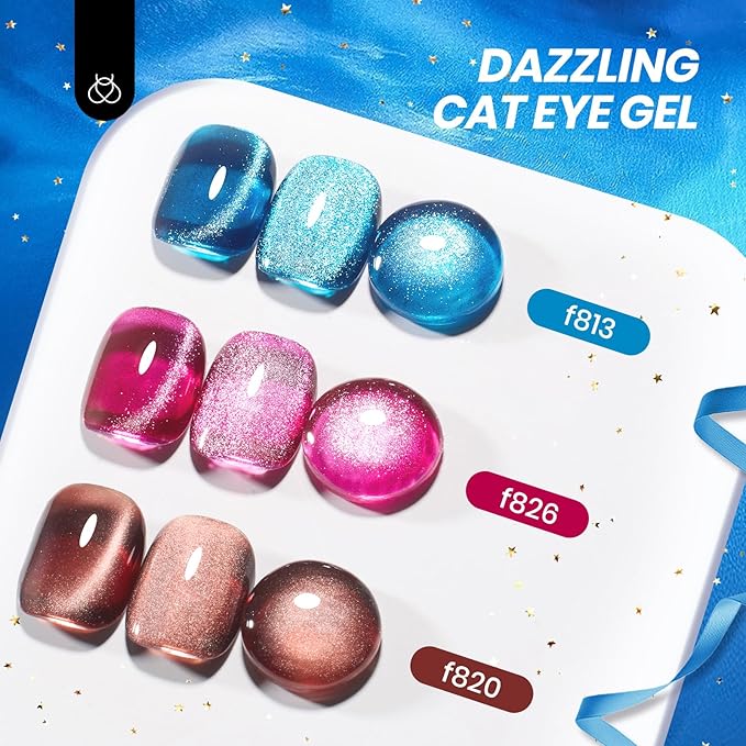 Beetles Fall Gel Nail Polish Set - Gift Box Wandering Peace Collection 20 Colors Gel Polish Kit 75 PCS Blue Red Black Purple Glitter Cat Eye Glitter Glossy Matte Top Coat Halloween Gifts for Women