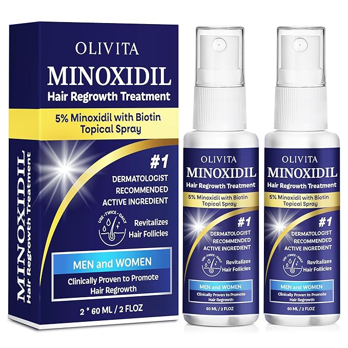 5% Minoxidil for Men and Women Hair Growth: Minoxidil Spray Hair Regrowth Treatment Serum with Biotin & Rosemary -Stop Hair Thinning and Hair Loss For Stronger Thicker Longer Hair