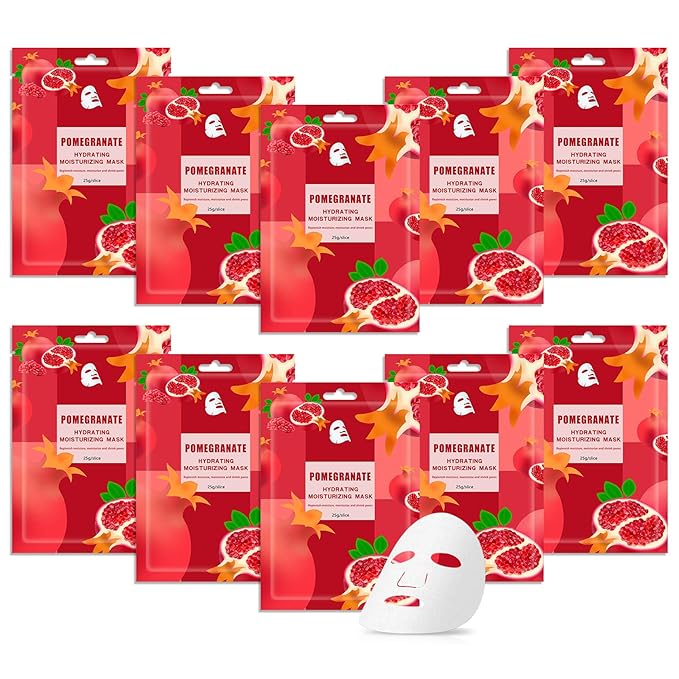 10 Pack Variety Facial Sheet Masks Skin Care Set, Hydrating Bulk Sheet Face Masks Skincare Gifts Set for Women Men, Long Lasting Moisturizing Face Mask Skincare for All Skin Type（D07)