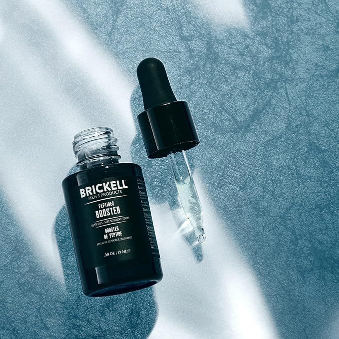 Brickell Men’s Protein Peptides Booster Serum for Men, Natural and Organic Protein Peptides Booster for Face to Firm and Restore Skin, Boost Collagen Production and Fight Aging (Unscented, 0.5 Ounce)