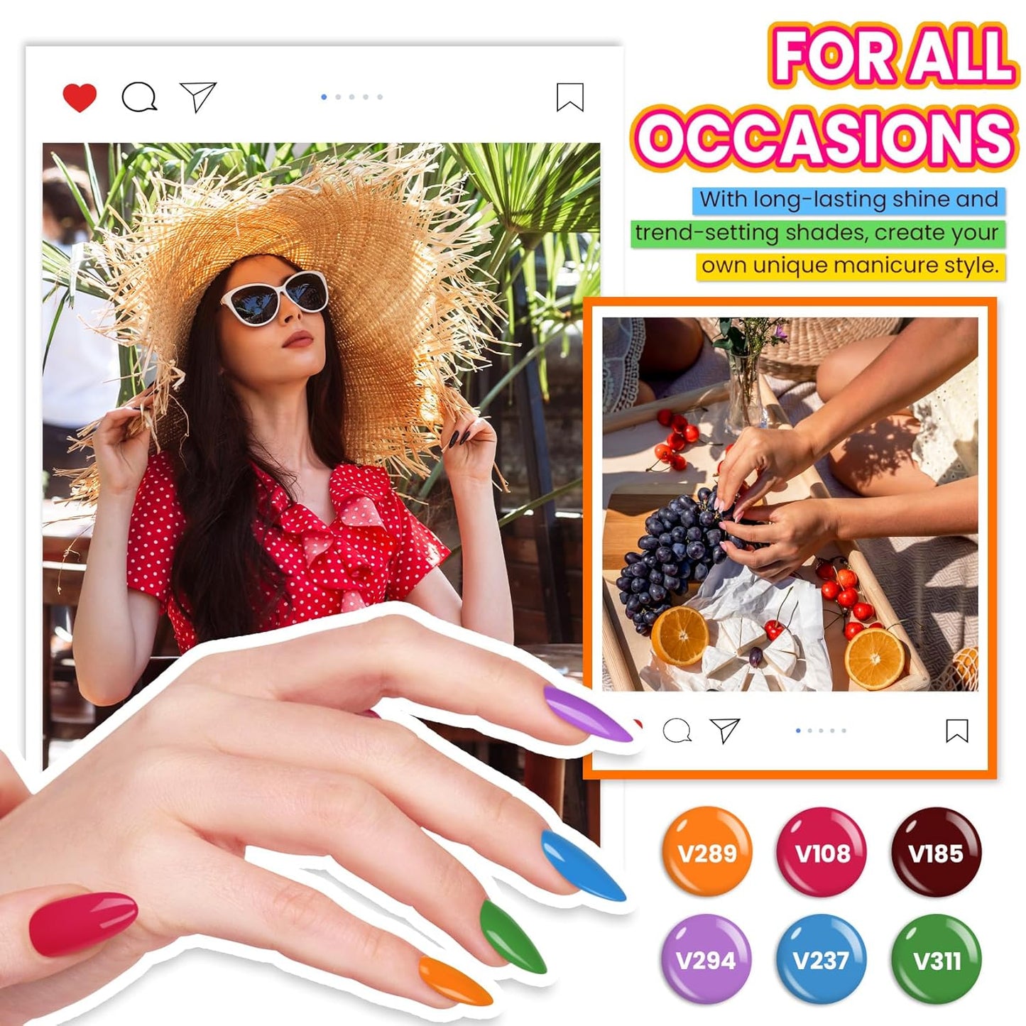 VANREESA Gel Nail Polish Kit with U V Light 74 Pcs Gel Polish Nail Set 56 All Season Colors Nail Polish Set + Base and 4 Effects Top Coat with Manicure Tools Complete Nail Kit Gifts for Women