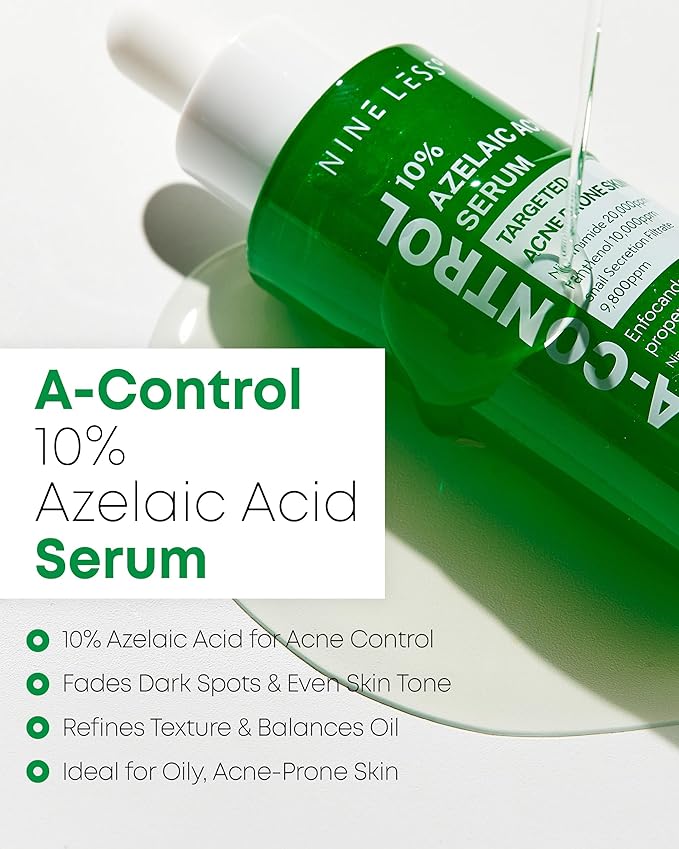 A-Control 10% Azelaic Acid Serum - Korean Acne Serum for Face - Calming Facial Treatment Clearing Breakout, Pimples - for Acne-Prone & Dull Skin, 1.01 fl.oz.