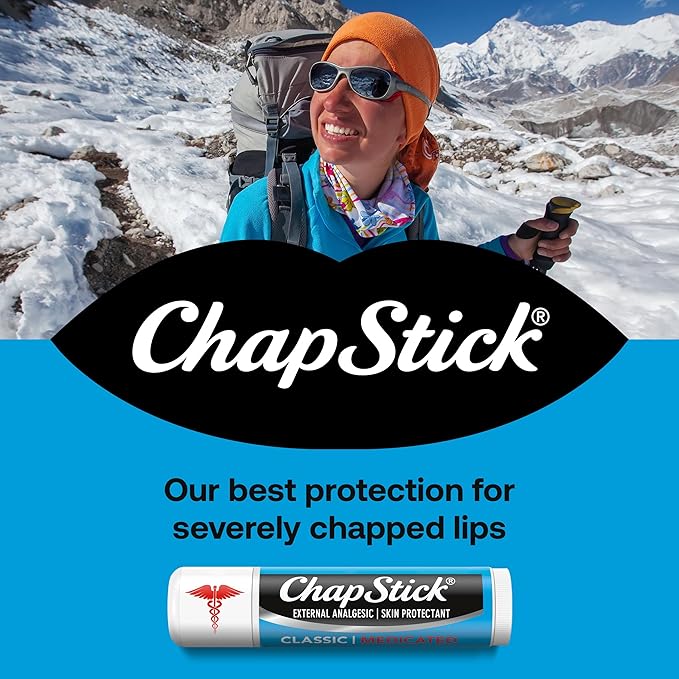 ChapStick Medicated Lip Balm 4-Pack – External Analgesic, Skin Protectant for Dry Lips & Cold Sore Pain Relief, 0.15 Oz Ea