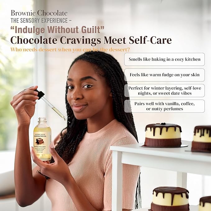 Brownie Chocolate Body Oil - Moisturizing Sweet Body Oil for Soft, Glowing, Radiant Skin (4 fl oz)