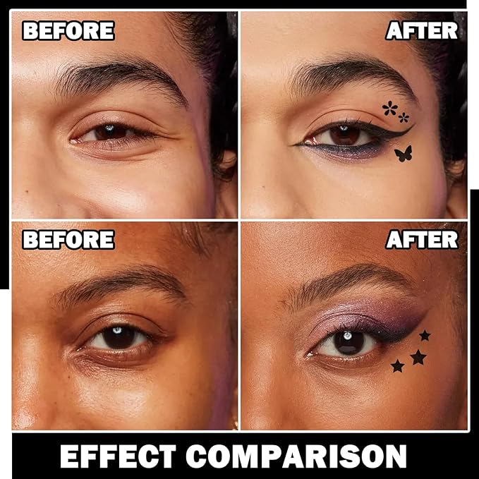 5 PCS Black Liquid Winged Eyeliner Stamp Pen Makeup Tools,Double-side Eyeliner Stamps Pencil Set,Waterproof & Long Lasting Smudgeproof Eye Liner Stencil Tattoo Pens for Women