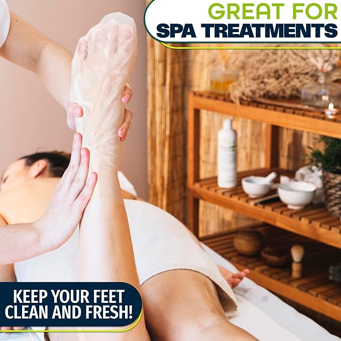 200Pcs Plastic Foot Covers Disposable Socks Foot Gloves - Paraffin Baths Foot Moisturizer Socks - Foot Moisturizing Socks Pedicure Bags for Feet Spa Socks for Women Plastic Socks for Moisturizing Feet