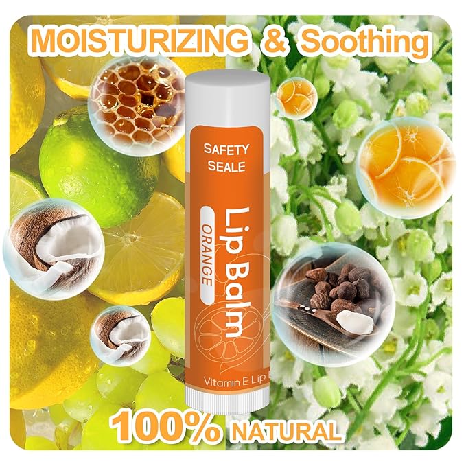 10 Pack Natural Lip Balm Bulk with Vitamin E and Coconut Oil - Moisturizing, Sootand Cracked Lips, Mini Chap Stick Gifts for Kids Women Men- 10 Flavors - Non-GMO