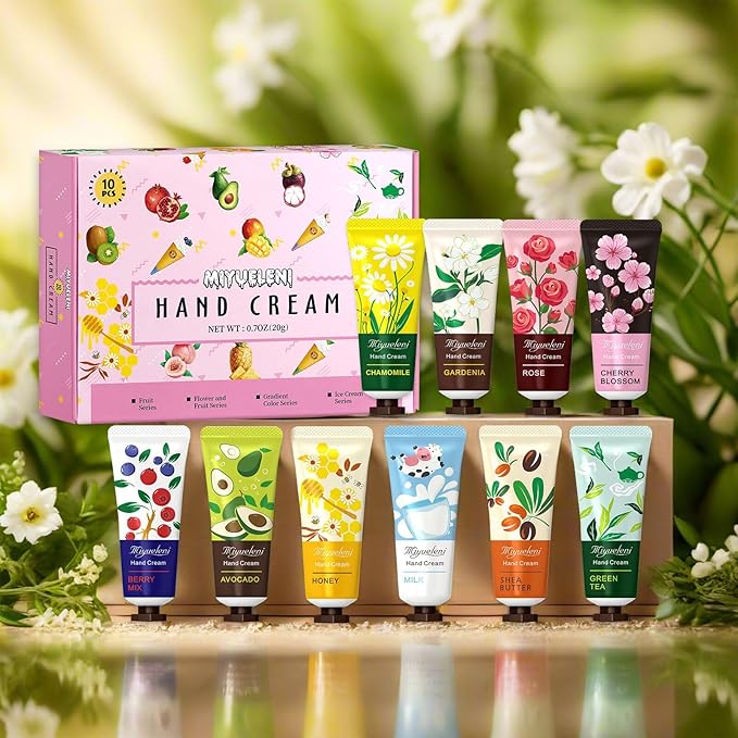 10 Pack Hand Cream Gift Set, Natural Plant Scents, Moisturizing Hand Lotion, Gifts for Women, Birthday, Mother's Day, Valentine's Day, Christmas, Thank you Gifts，Travel Size 20ml