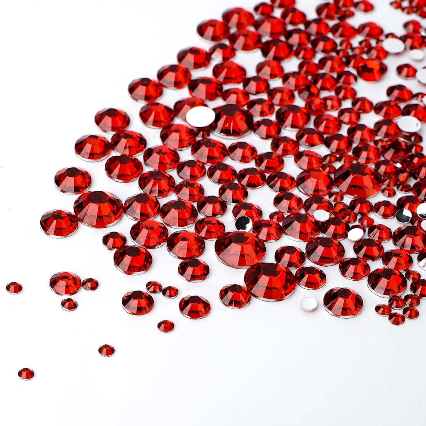 Canvalite 2784PCS Red Rhinestones Flat Back Gems, Nail Rhinestones Gems with 5Pcs Jewelry Glues, Pick Up Tweezers and Diamonds Picker Dotting Pen, Tools for Nail Art, Clothes, Face, Crafts