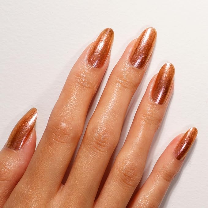 LONDONTOWN Shimmer Nail Highlighter - Multi-Dimensional Iridescent Finish Nail Polish Treatment, Vegan Cruelty Free, Shimmery Copper Rose Gold, Molten - .40fl oz (Pack of 2)