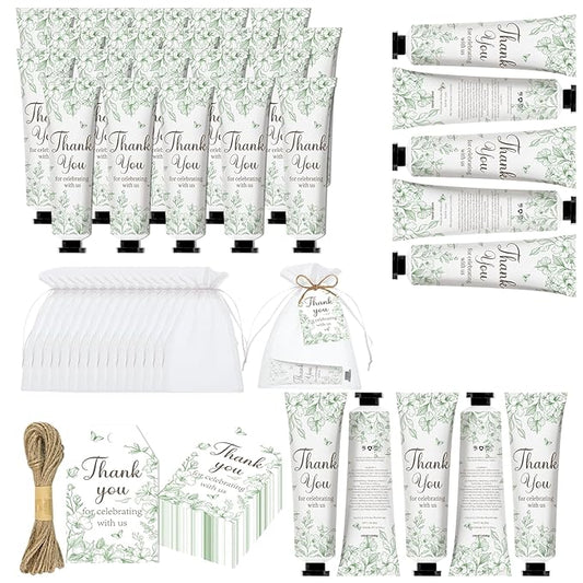 50 Sets Baby Shower Hand Cream Gift Set, Hand Cream Bulk and Lip Balm Bulk Bridal Shower Favors for Guests with Thank You Card and Organza Gift Bags, Thank You Gifts for Women