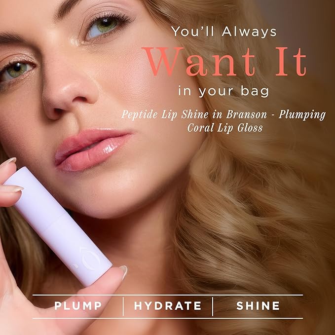 Côte Beauty's Peptide Lip Shine in Lyla, Ultra Hydrating & Long-Lasting Coral Plumping Lip Gloss for Women with Hyaluronic Acid, Shea Butter & Jojoba Oil, Vegan & Cruelty-Free, 0.12 Fl Oz