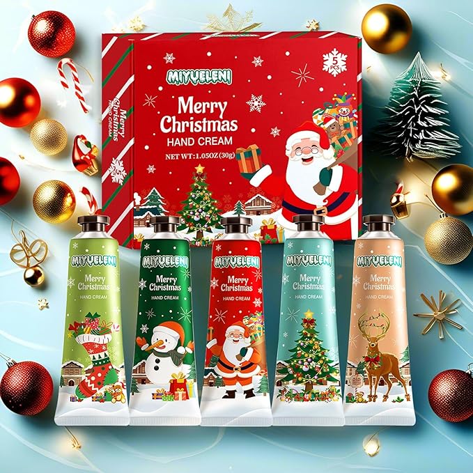 5 Pack Christmas Hand Lotion Gifts Set，Moisturizing Hand Cream for Women, Moms & Coworkers，Mini Travel Size Holiday Gifts, Stocking Stuffers & Bulk Gifts for Christmas Appreciation 30ml