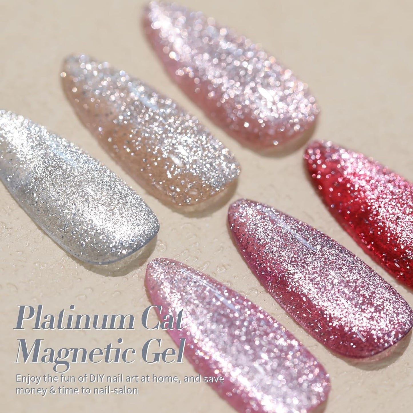 Born Pretty Magnetic Gel Polish Platinum Glitter Cat Magnetic Gel Nail Polish Silver Rose Gold Pink Red Purple Nail Salon DIY at Home