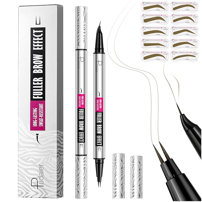 2 Pack 2 Fine Tip Eyebrow Pen, Waterproof Filling Faux Brow Makeup Pencils for Women with Precise Curved Brush-Tip to Fast Create Natural Hair-Like Brows, Last All-Day (Truffle)