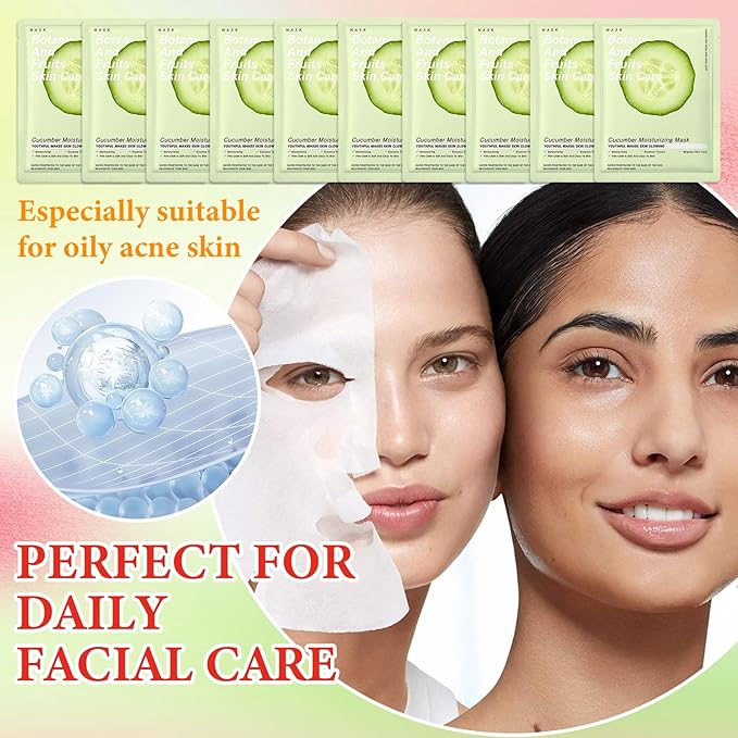 10 Pack Variety Facial Sheet Masks Skin Care Set, Hydrating Bulk Sheet Face Masks Skincare Gifts Set for Women Men, Long Lasting Moisturizing Face Mask Skincare for All Skin Type（B5)