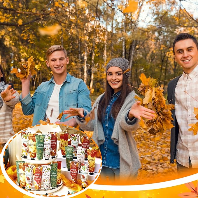 100 Pcs Fall Hand Lotion Bulk Gifts for Women Maple Leaves Hand Cream Gift Natural Botanical Fragrance Lotion for Chapped Hands 30ml Mini Travel Working Autumn Thanksgiving Party Supplies