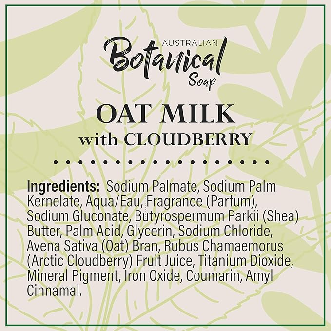Australian Botanical Soap, 6.6 OZ, Oat Milk with Cloudberry, Triple Milled Bars made with a Natural Soap Base and Enriched with Organic Shea Butter, Pack of 8