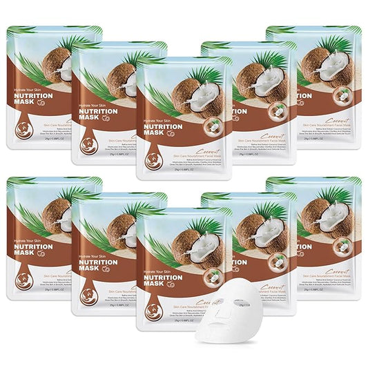 10 Pack Variety Facial Sheet Masks Skin Care Set, Hydrating Bulk Sheet Face Masks Skincare Gifts Set for Women Men, Long Lasting Moisturizing Face Mask Skincare for All Skin Type（C7)