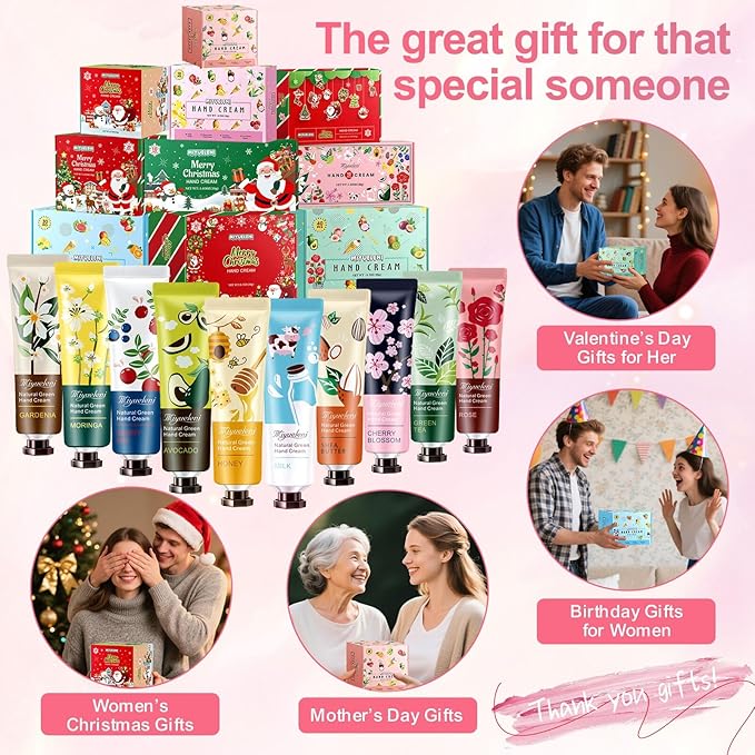 10 Pack Hand Cream Gift Set, Natural Plant Scents Moisturizing Hand Lotion, Gifts for Women, Birthday, Mother's Day, Valentine's Day, Christmas, Thank you Gifts，Travel Size 30ml