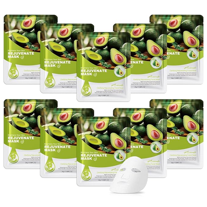 10 Pack Variety Facial Sheet Masks Skin Care Set, Hydrating Bulk Sheet Face Masks Skincare Gifts Set for Women Men, Long Lasting Moisturizing Face Mask Skincare for All Skin Type（C8)