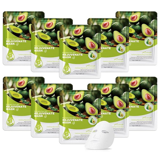 10 Pack Variety Facial Sheet Masks Skin Care Set, Hydrating Bulk Sheet Face Masks Skincare Gifts Set for Women Men, Long Lasting Moisturizing Face Mask Skincare for All Skin Type（C8)