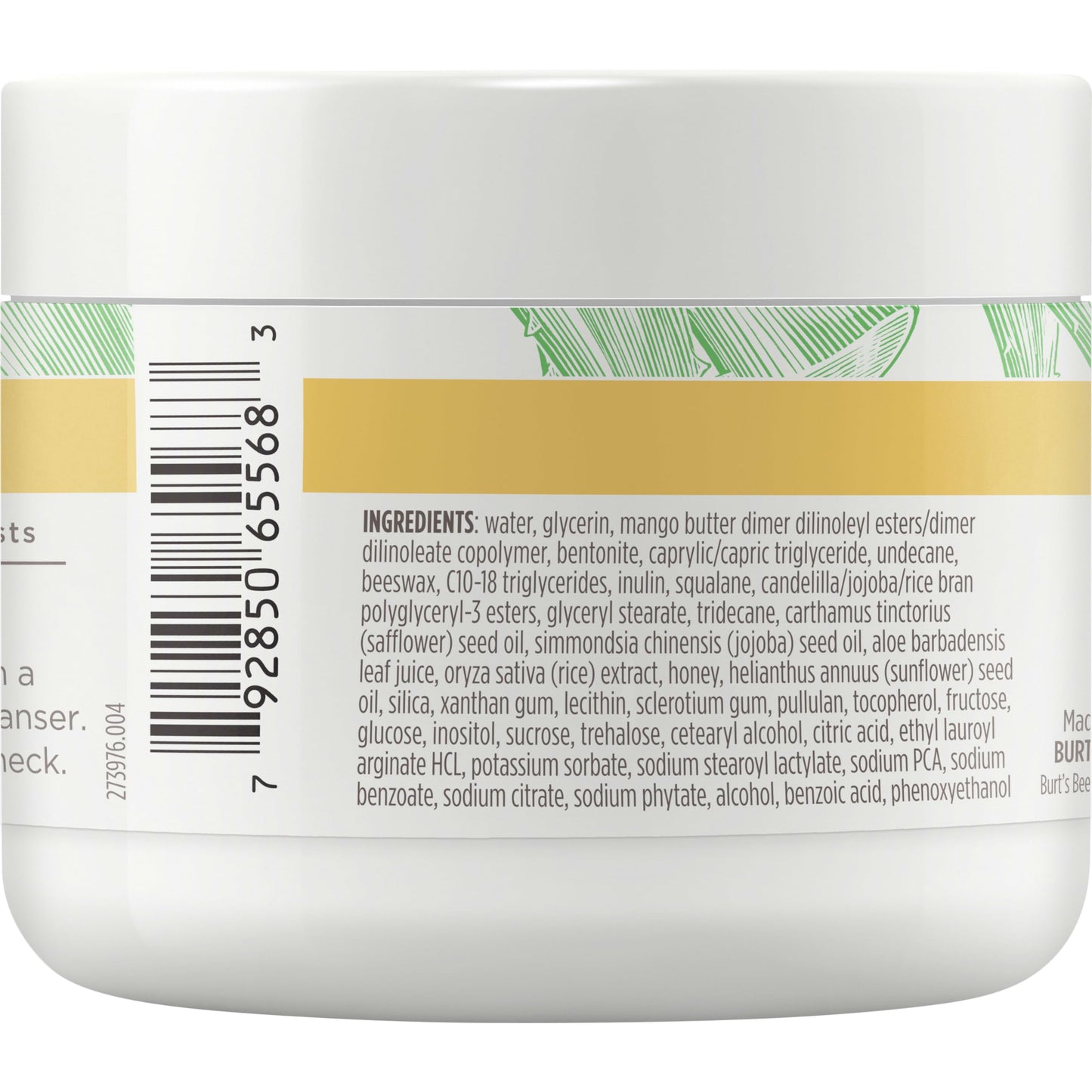 Burt's Bees Back To School Dorm Essentials, Calming Night Cream, With Aloe and Rice Milk, Face Moisturizer For Sensitive Skin, 98.8 Percent Natural Origin, 1.8 oz. Tub
