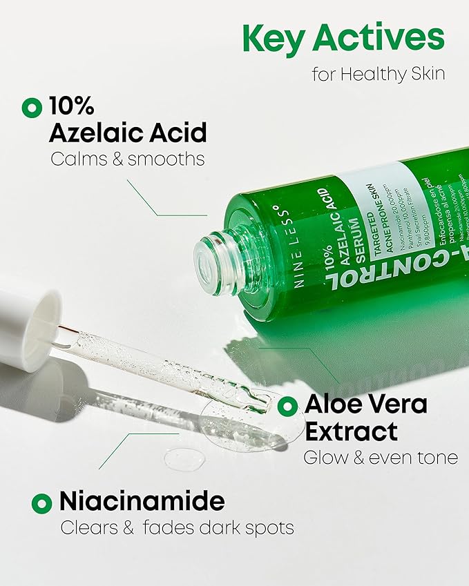 A-Control 10% Azelaic Acid Serum - Korean Acne Serum for Face - Calming Facial Treatment Clearing Breakout, Pimples - for Acne-Prone & Dull Skin, 1.01 fl.oz.