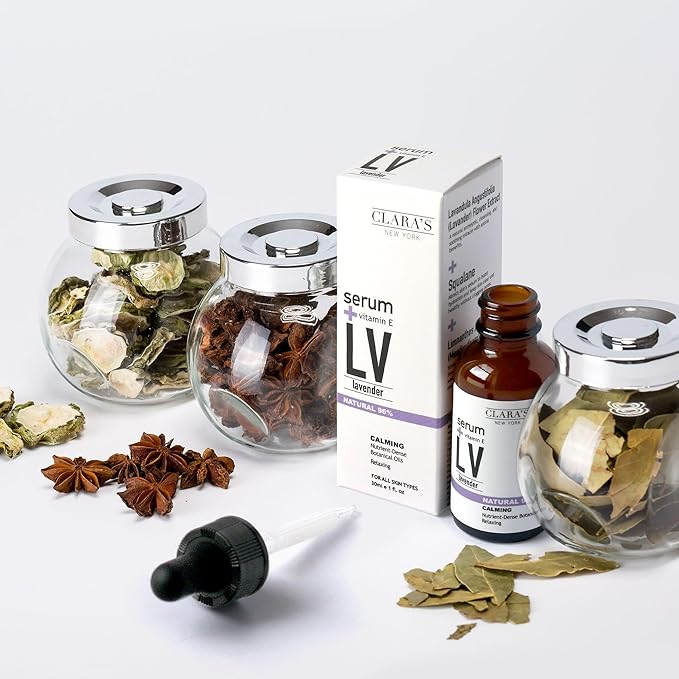 CLARA'S NEW YORK Glycolic Acid Facial Serum with Vitamin E for Exfoliating Smoothing Glowing Face Skin - Made in USA 30ml (1Fl/Oz) (Lavender)