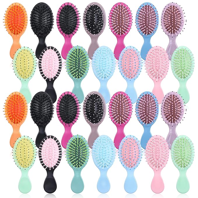 28Pcs Mini Hair Brush Soft Bristles Bulk Hair Brushes for Wet/Dry Hair, Mini Wet Hair Brush Detangler Travel Hair Brushs for Most Hairs Types