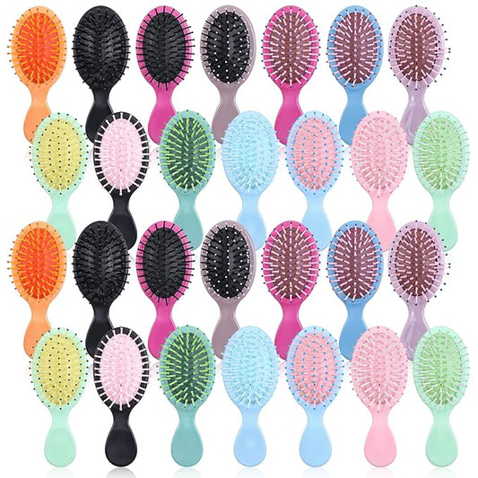 28Pcs Mini Hair Brush Soft Bristles Bulk Hair Brushes for Wet/Dry Hair, Mini Wet Hair Brush Detangler Travel Hair Brushs for Most Hairs Types