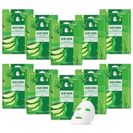 10 Pack Variety Facial Sheet Masks Skin Care Set, Hydrating Bulk Sheet Face Masks Skincare Gifts Set for Women Men, Long Lasting Moisturizing Face Mask Skincare for All Skin Type（A4)